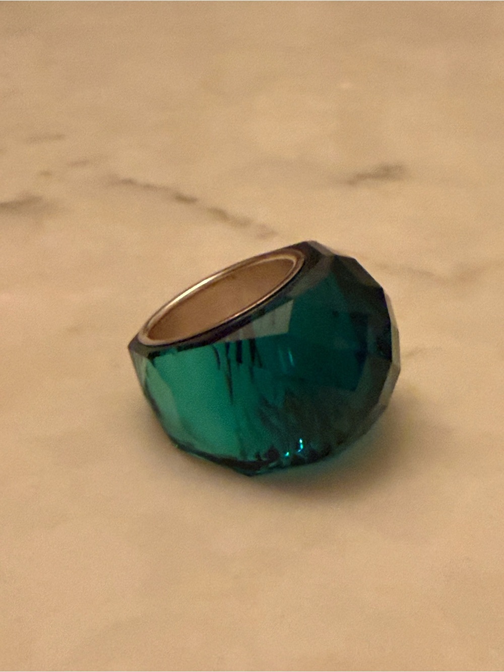 Swarovski Green Faceted Crystal Cocktail Ring